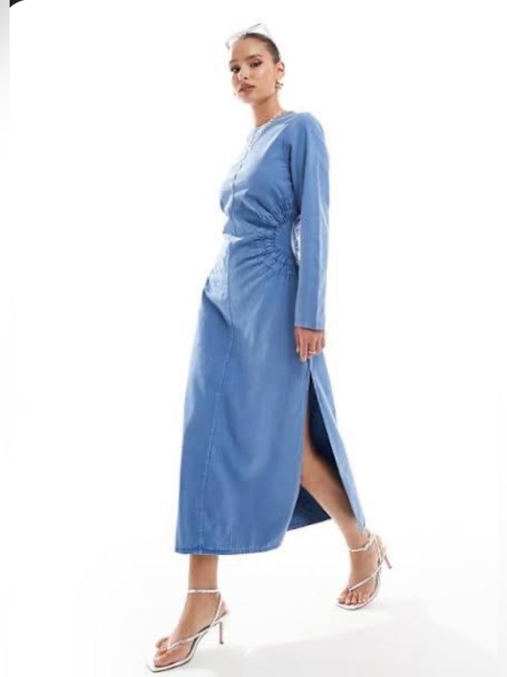 ASOS DESIGN acid washed denim twill midi dress size 10 NWT